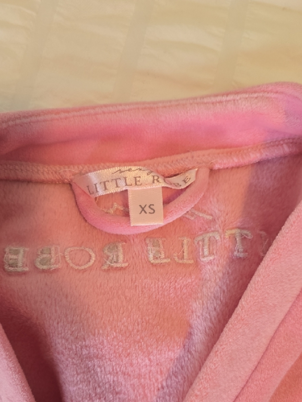 Light Pink Velour Wrap Robe with Embroidered Logo Sexy Little Robe. - Picture 2 of 4